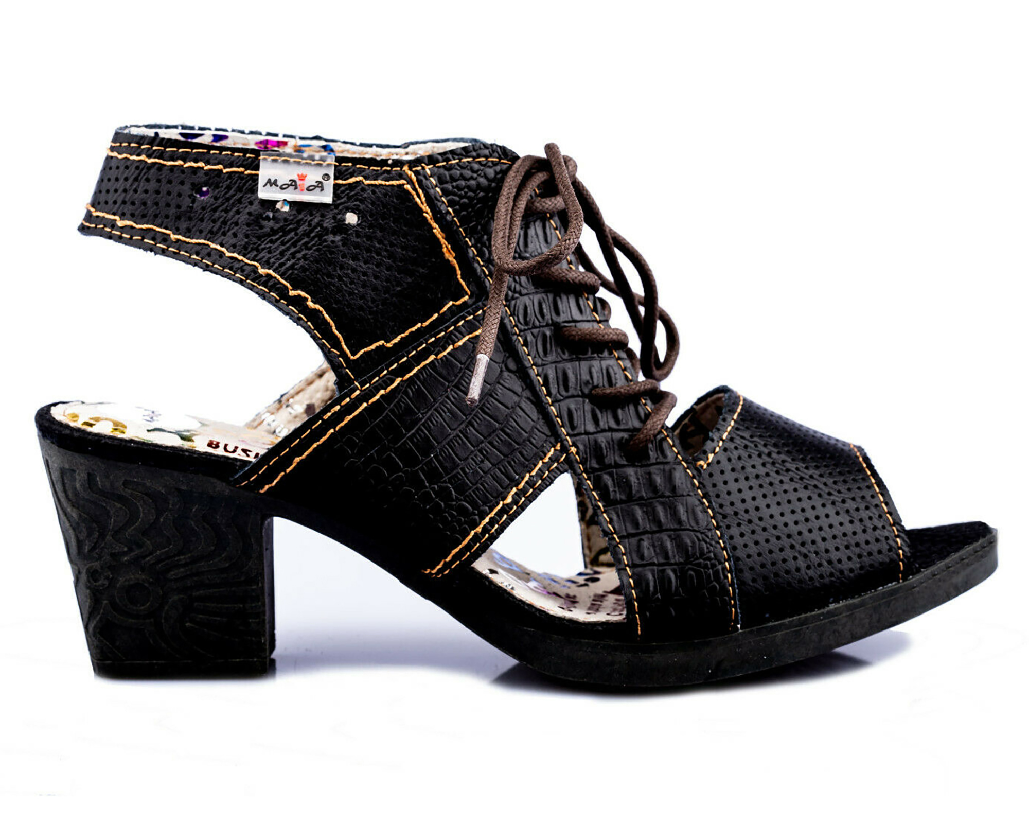 Damen Sandalen | TMA 1166 | elegante Sandaletten | Pumps | Echtleder | schwarz | Größen 36 - 42